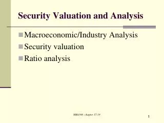 Security Valuation and Analysis