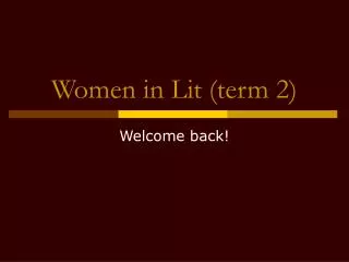 Women in Lit (term 2)