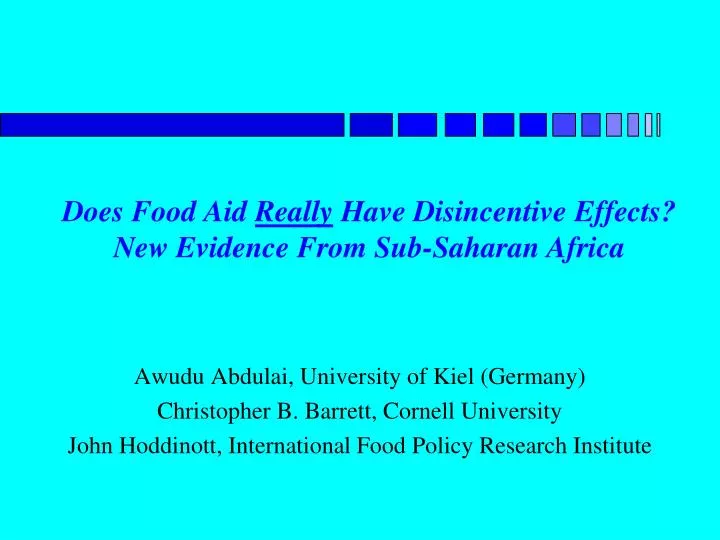 does food aid really have disincentive effects new evidence from sub saharan africa