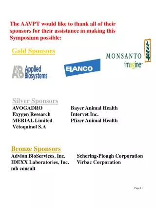 Silver Sponsors AVOGADRO	 Bayer Animal Health
