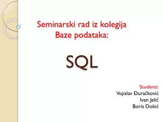 seminarski rad iz kolegija baze podataka sql