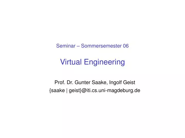 seminar sommersemester 06 virtual engineering