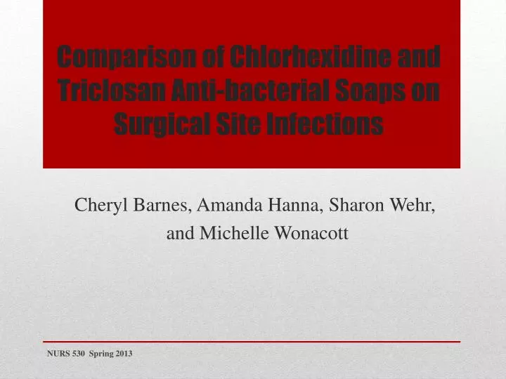 comparison of chlorhexidine and triclosan anti bacterial soaps on surgical site infections
