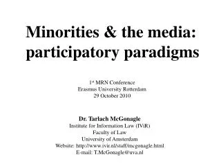 Minorities &amp; the media: participatory paradigms