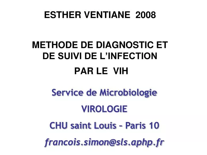 esther ventiane 2008 methode de diagnostic et de suivi de l infection par le vih