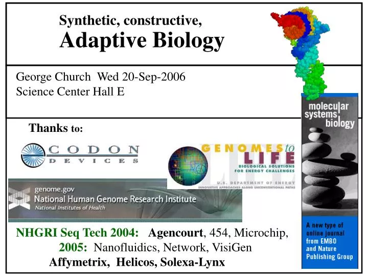 synthetic constructive adaptive biology