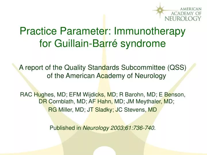 practice parameter immunotherapy for guillain barr syndrome