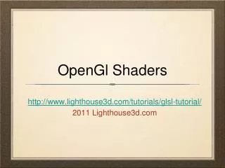 OpenGl Shaders