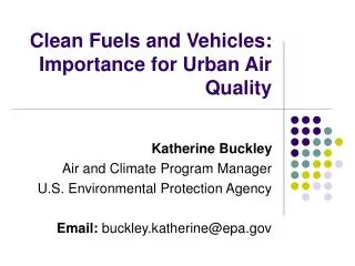 Clean Fuels and Vehicles: Importance for Urban Air Quality