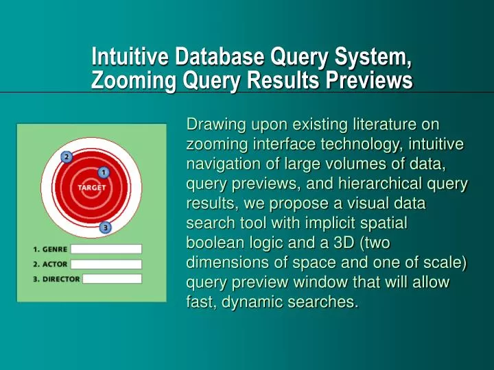 intuitive database query system zooming query results previews