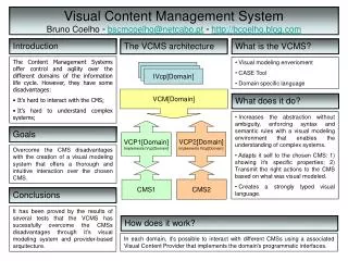 Visual Content Management System Bruno Coelho ? bscmcoelho@netcabo.pt ? bcoelho.blog
