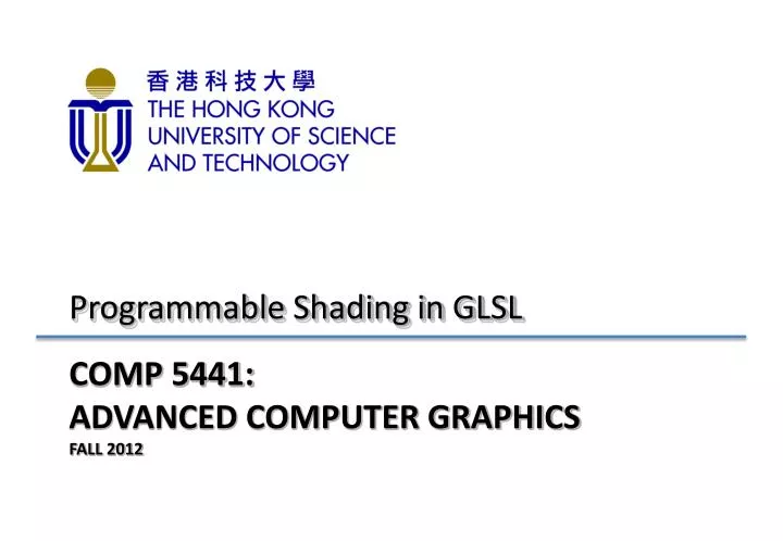 comp 5441 advanced computer graphics fall 2012