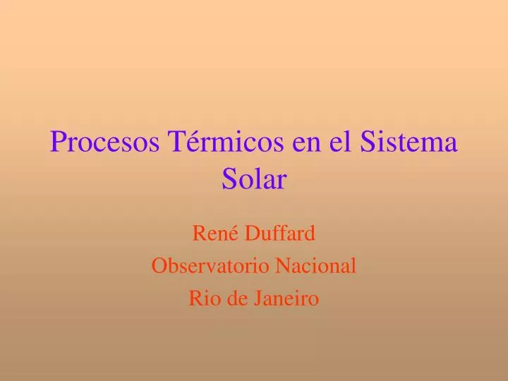 procesos t rmicos en el sistema solar