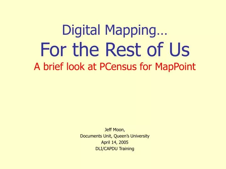 digital mapping for the rest of us a brief look at pcensus for mappoint