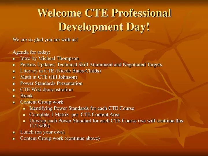 welcome cte professional development day