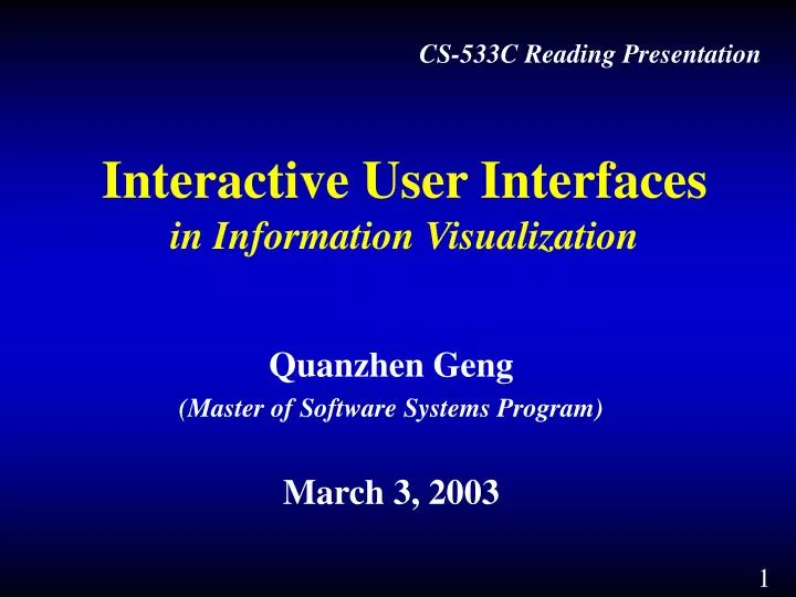 interactive user interfaces in information visualization