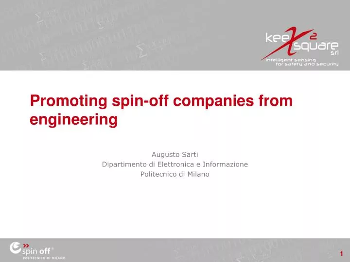 promoting spin off companies from engineering