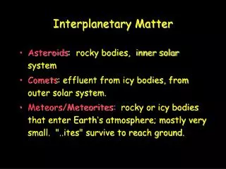 Interplanetary Matter