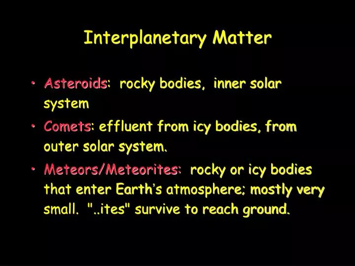 interplanetary matter