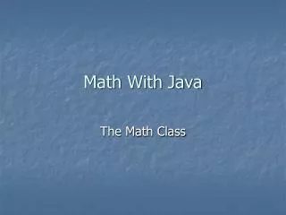 Math With Java