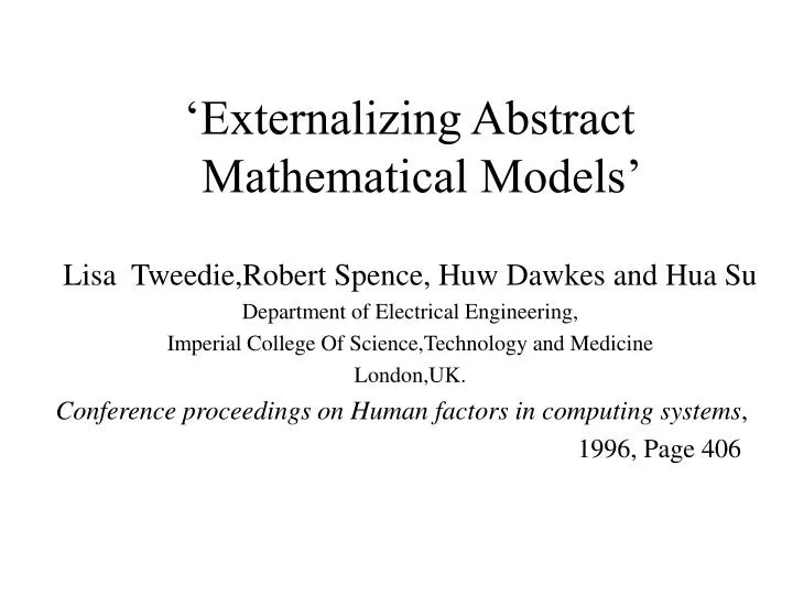 externalizing abstract mathematical models