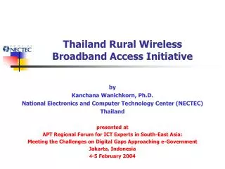 Thailand Rural Wireless Broadband Access Initiative