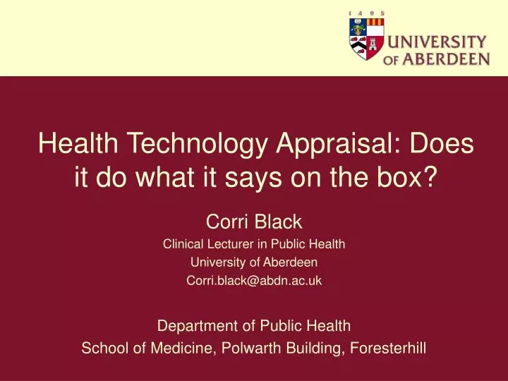 health technology appraisal does it do what it says on the box