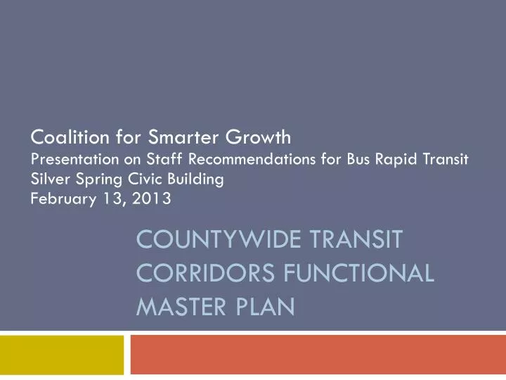countywide transit corridors functional master plan