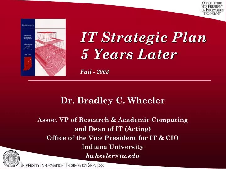 it strategic plan 5 years later fall 2003