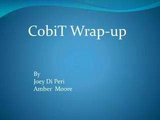 CobiT Wrap-up