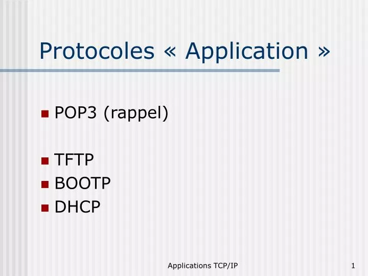 protocoles application