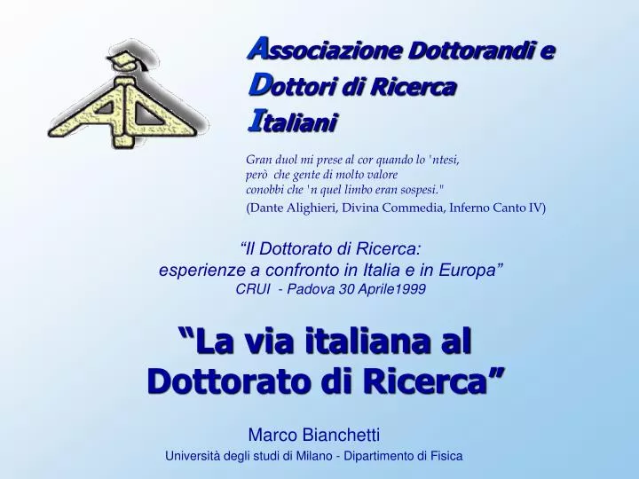 la via italiana al dottorato di ricerca