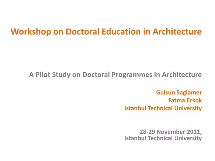 workshop on doctoral education in architecture