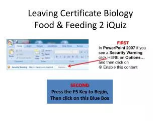 Leaving Certificate Biology Food &amp; Feeding 2 iQuiz