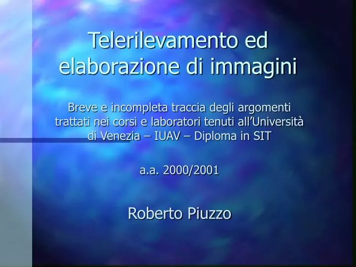 telerilevamento ed elaborazione di immagini