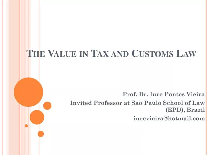 the value in tax and customs law