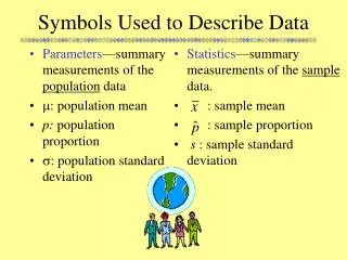 symbols used to describe data