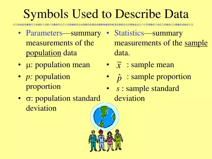 symbols used to describe data