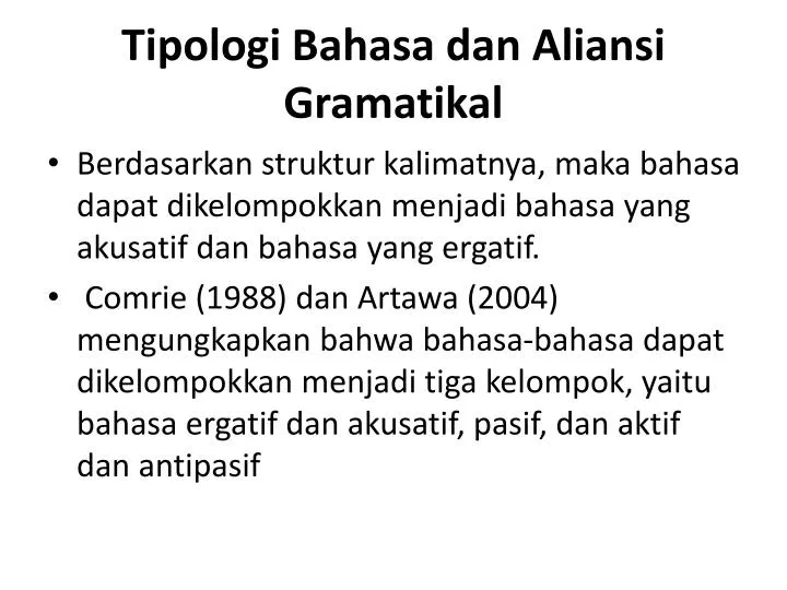 tipologi bahasa dan aliansi gramatikal