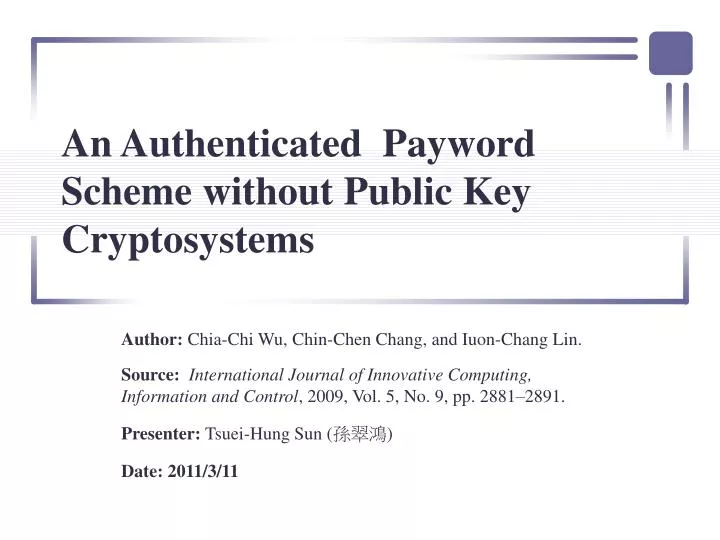 an authenticated payword scheme without public key cryptosystems