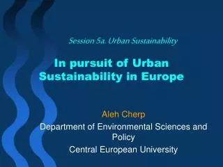 In pursuit of Urban Sustainability in Europe