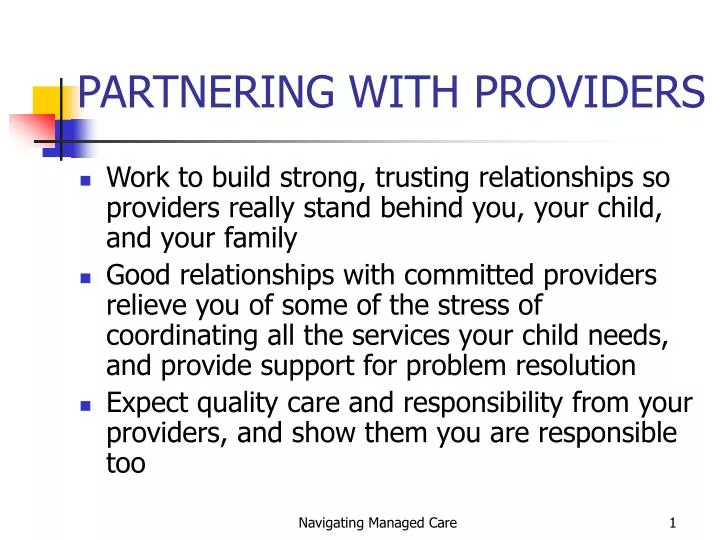 partnering with providers