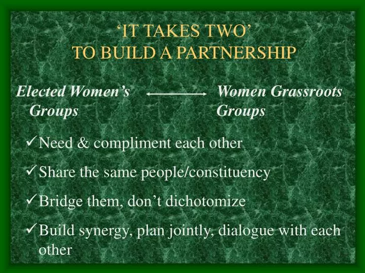 it takes two to build a partnership