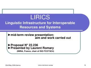 LIRICS Linguistic Infrastructure for Interoperable Resources and Systems
