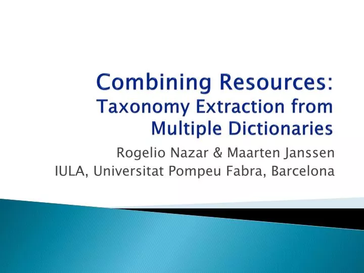 combining resources taxonomy extraction from multiple dictionaries