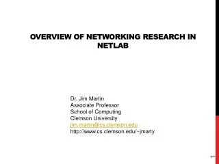Overview of networking Research in Netlab