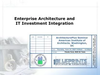 Enterprise Architecture and IT Investment Integration