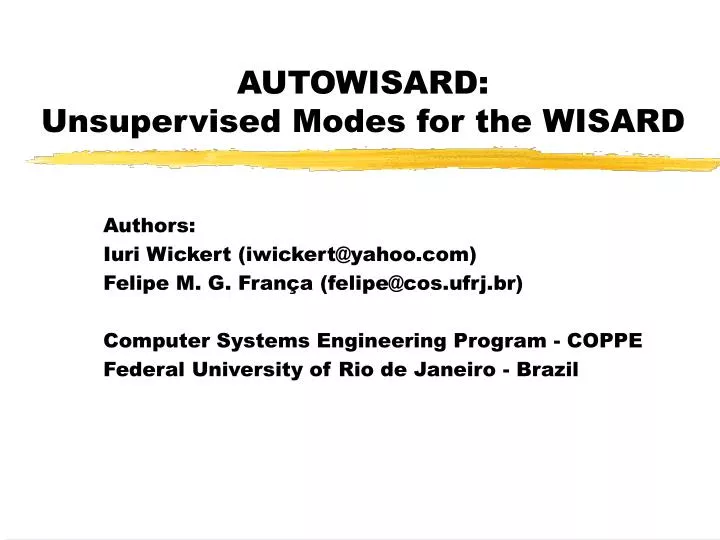 autowisard unsupervised modes for the wisard