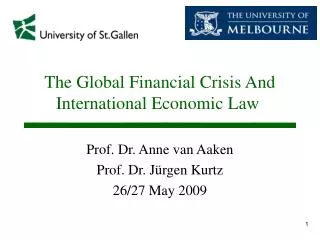 The Global Financial Crisis And International Economic Law