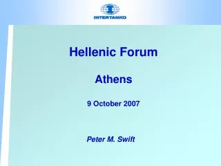 Hellenic Forum Athens 9 October 2007